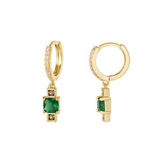 Kopen groen Bijoutheek Oorhangers Zircon copper