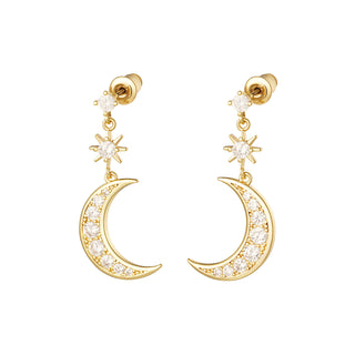 Bijoutheek Ear Studs Moon And Star