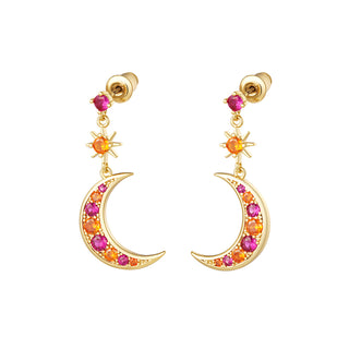 Koop fuchsia Bijoutheek Ear Studs Moon And Star