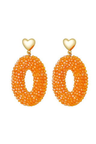 Bijoutheek Stud Earrings Heart Hoop Oval Beads