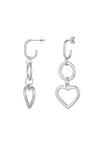 Koop silver Bijoutheek Ear Studs Hanging Heart
