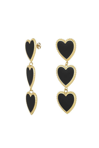 Bijoutheek Ear Studs Triple Heart Enamel
