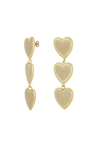Kaufen beige Bijoutheek Ohrstecker Triple Heart Emaille
