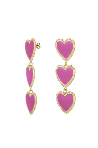 Bijoutheek Ohrstecker Triple Heart Emaille