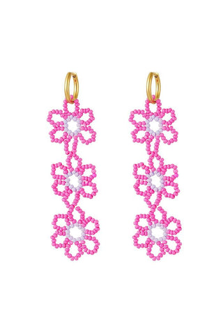 Bijoutheek Ear Studs Triple Flower Beads
