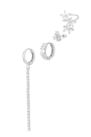 Bijoutheek Oorhangers 4 Oorbellen Witte Stenen (0,7 CM - 5,5 CM)