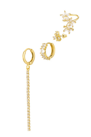 Kopen goud Bijoutheek Oorhangers 4 Oorbellen Witte Stenen (0,7 CM - 5,5 CM)