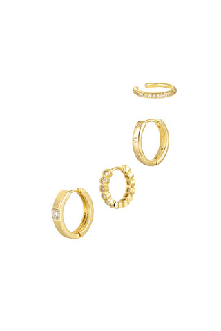 Bijoutheek Ohrringe-Set mit weißen Steinen (1,4 cm – 1,7 cm)