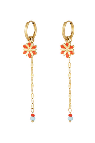 Bijoutheek Oorhangers Bloem Coral