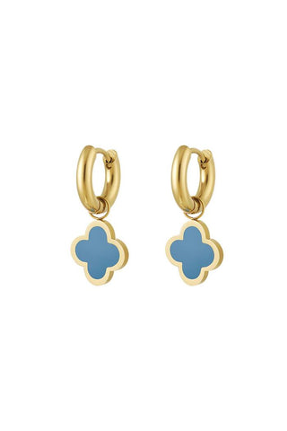 Kopen turquoise Bijoutheek Oorhangers Klaver Emaille