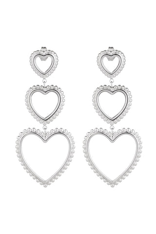 Koop silver Bijoutheek Ear Studs 3 open heart balls