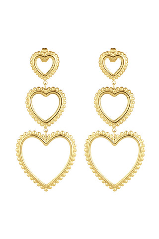 Bijoutheek Ear Studs 3 open heart balls