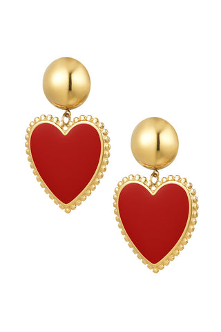Bijoutheek Ear studs heart enamel gold