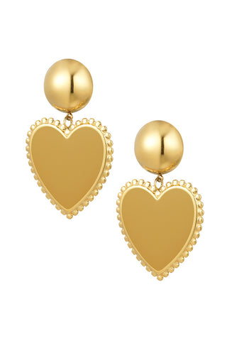 Koop brown Bijoutheek Ear studs heart enamel gold