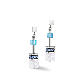 Coeur de Lion Geocube Oorbel Iconic Nature blauw/wit