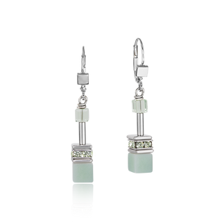 Coeur de Lion sieraad Geocube Oorbel amazonite & haematite light green