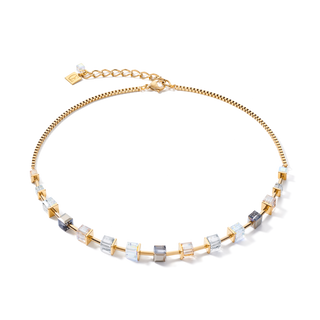Coeur de Lion Geocube Necklace Crystals & stainless steel gold/grey