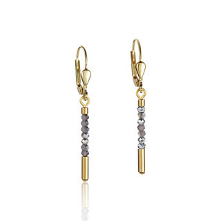 Coeur de Lion sieraad Geocube Oorbel Waterfall small stainless steel gold & glass silver