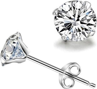Sterling zilveren oorbel rond Crystal (LENGTE 3-10MM)