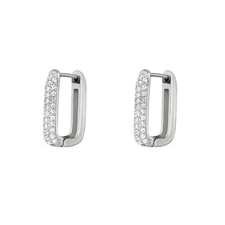 Yehwang Ohrringe rund quadratisch Strass