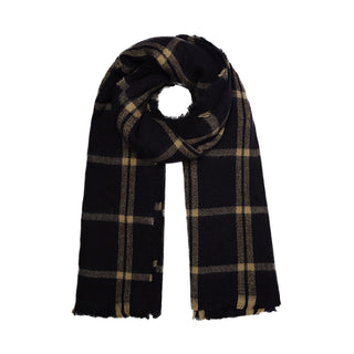 Bijoutheek Sjaal (Fashion) Geblokt patroon winter (72x200cm) Beige