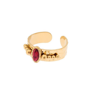 Biba Ring Oval Half Gemstone multiple colors (ONE SIZE)