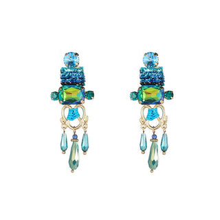 Kopen blauw Go Dutch Label Oorknoppen statement hart stenen lang