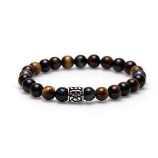 Karma heren armband 86561 Tiger in the Eye Silver Bead (LENGTE 18-20CM)