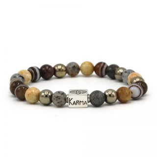 Karma heren armband 86942 Gold Suit Silver Logo Tube (LENGTE 18-20CM)