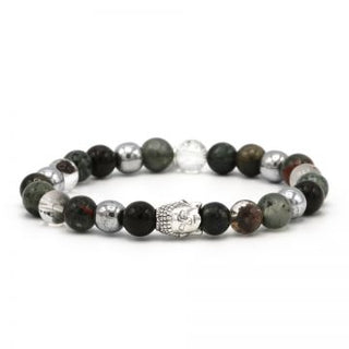 Karma heren armband Night View Silver Buddha 86946 (LENGTE 18-20CM)