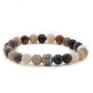 Karma armband heren Copper Silver Round Logo Bead (LENGTE 18-20cm)