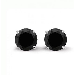 Sterling zilveren oorbel rond zwart (LENGTE 4-8MM)