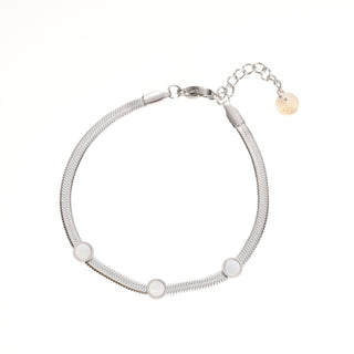 Go Dutch Label Armband disc parelmoer snakel schakel Zilver