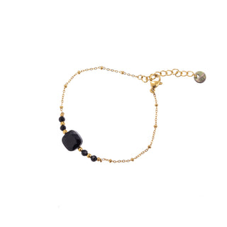 Kaufen schwarz Go Dutch Label Armband (Schmuck) quadratischer Stein