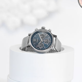 Oozoo Herrenuhr-C10904 Silber/Blau (42mm)