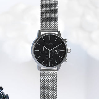 Oozoo Herrenuhr-C10913 Silber/Schwarz (45mm)