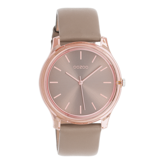 Kopen taupe Oozoo dames Horloge met leren band (36mm)