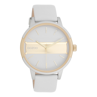 Kopen grijs Oozoo dames Horloge met leren band (42mm)