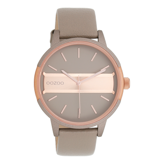 Kopen taupe Oozoo dames Horloge met leren band (42mm)