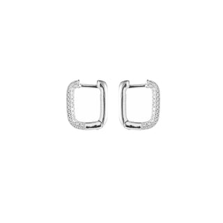 Kaufen silber Go Dutch Label Ohrringe mit ovalen Creolen und Steinen