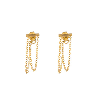 Go Dutch Label Stud Earring Double Chain Zi
