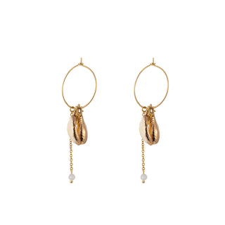 Go Dutch Label Oorbel Hoop Schelp Kraal