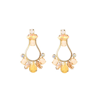 Go Dutch Label Ear studs statement open pear stones Beige