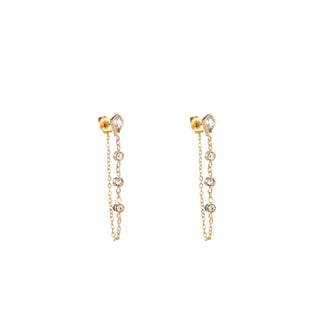 Kopen goud Go Dutch Label Oorknoppen chain ruit crystal