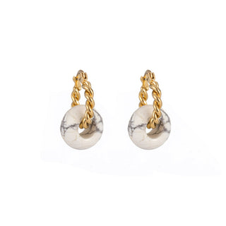 Go Dutch Label Oorhangers gedraaid ring met stenen disc