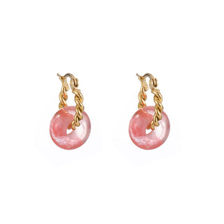 Kopen roze Go Dutch Label Oorhangers gedraaid ring met stenen disc