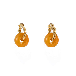 Go Dutch Label Oorhangers gedraaid ring met stenen disc