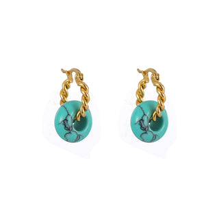 Kopen blauw Go Dutch Label Oorhangers gedraaid ring met stenen disc