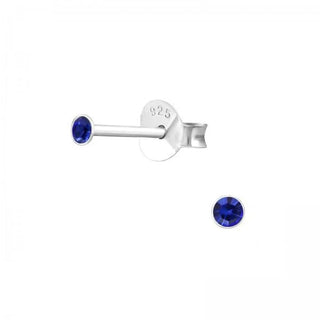 Zilveren oorknop, Sapphire Swarovski kristal (3-8MM)