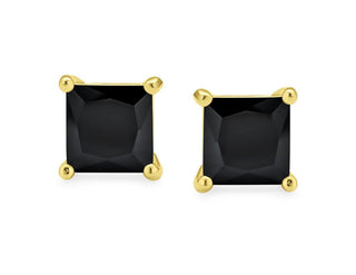 Sterlingsilber-Ohrring, quadratisch, Schwarz (LÄNGE 3–10 mm)